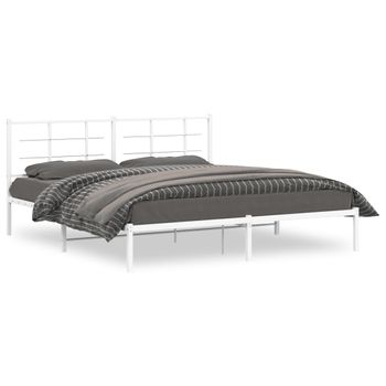 Estructura De Cama De Metal Con Cabecero Blanco 183x213 Cm