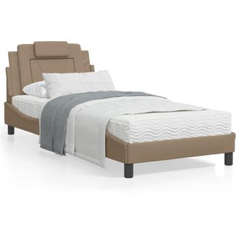 Vidaxl Estructura De Cama Cabecero Cuero Sintético Capuchino 80x200cm Marrón