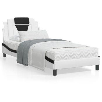 Vidaxl Cama Con Cabecero Cuero Sintético Blanco Y Negro 80x200 Cm