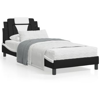 Vidaxl Cama Con Cabecero Cuero Sintético Negro Y Blanco 80x200 Cm