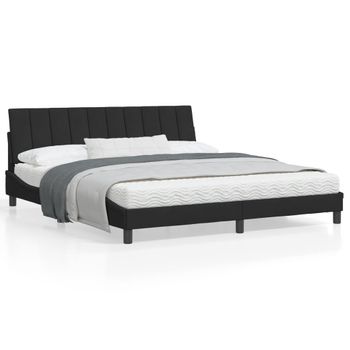 Vidaxl Estructura De Cama Con Cabecero De Terciopelo Negro 180x200 Cm