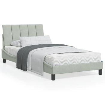 Vidaxl Estructura De Cama Con Cabecero Terciopelo Gris Claro 100x200cm