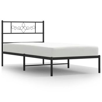 Estructura De Cama Con Cabecero Metal Negro 100x200 Cm