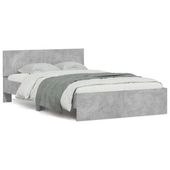 Estructura De Cama Con Cabecero Gris Hormigón 135x190 Cm