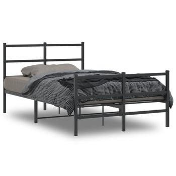 Vidaxl Estructura De Cama Con Cabecero Y Estribo Metal Negro 120x200cm