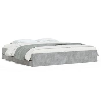 Vidaxl Cama Con Cajones Madera Ingeniería Gris Hormigón 180x200 Cm