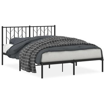 Vidaxl Estructura De Cama Con Cabecero Metal Negro 140x200 Cm