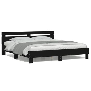 Vidaxl Estructura De Cama Cabecero Y Luces Led Negra 180x200 Cm