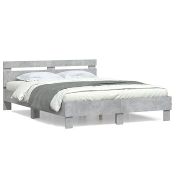 Vidaxl Cama Con Cabecero Madera De Ingeniería Gris Hormigón 140x190 Cm