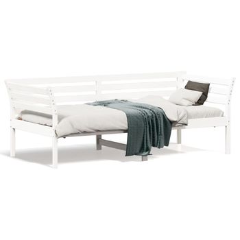 Sofá Cama Madera Maciza De Pino Blanco 90x190 Cm