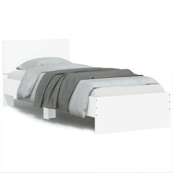 Estructura De Cama Con Cabecero Y Luces Led Blanco 75x190 Cm