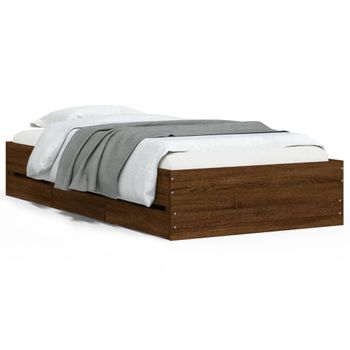 Cama Con Cajones Madera De Ingeniería Marrón Roble 75x190 Cm