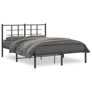 Estructura De Cama Con Cabecero Metal Negro 140x200 Cm