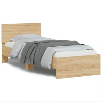 Cama Con Cabecero Madera De Ingeniería Roble Sonoma 90x190 Cm Marrón