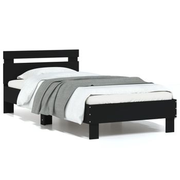 Estructura De Cama Con Cabecero Y Luces Led Negro 75x190 Cm