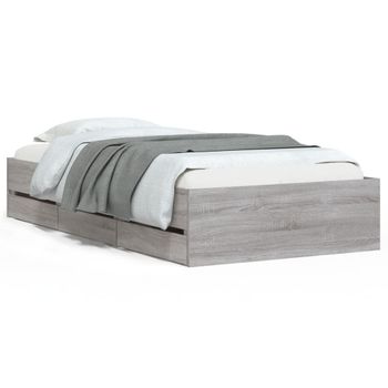 Cama Con Cajones Madera De Ingeniería Gris Sonoma 75x190 Cm