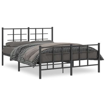 Estructura De Cama Cabecero Y Pie De Cama Metal Negro 140x190cm