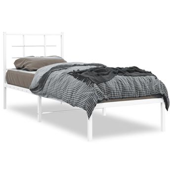 Estructura De Cama De Metal Con Cabecero Blanco 80x200 Cm