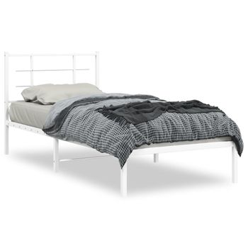 Estructura De Cama De Metal Con Cabecero Blanco 90x200 Cm