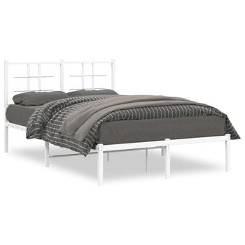 Estructura De Cama De Metal Con Cabecero Blanca 120x200 Cm