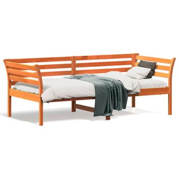 Sofá Cama De Madera Maciza De Pino Marrón Cera 90x190 Cm