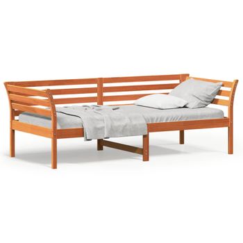 Sofá Cama De Madera Maciza De Pino Marrón Cera 80x200 Cm