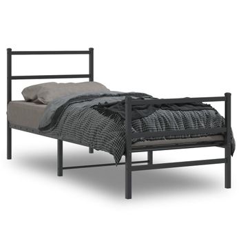 Vidaxl Estructura De Cama Con Cabecero Y Estribo Metal Negro 80x200 Cm