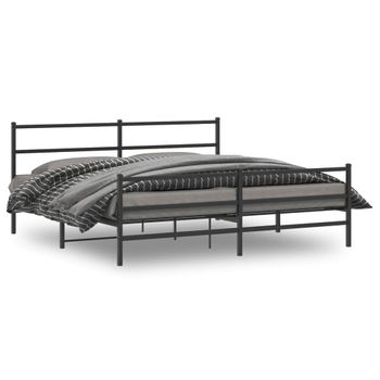 Vidaxl Estructura De Cama Con Cabecero Y Estribo Metal Negro 183x213cm