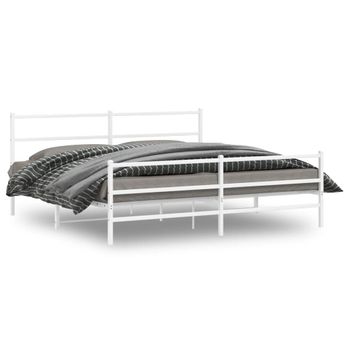 Vidaxl Estructura Cama Metal Con Cabecero Y Estribo Blanco 200x200 Cm