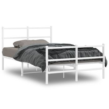 Vidaxl Estructura Cama Metal Con Cabecero Y Estribo Blanco 120x200 Cm