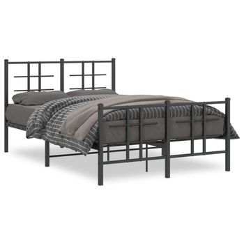 Estructura De Cama Cabecero Y Pie De Cama Metal Negro 120x200cm