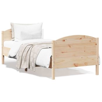 Estructura De Cama Con Cabecero Madera Maciza Pino 100x200 Cm Marrón