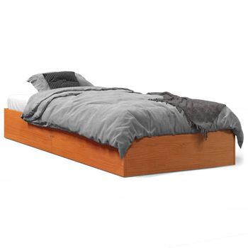 Estructura De Cama Madera Maciza De Pino Marrón Cera 75x190 Cm