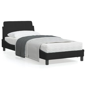 Estructura De Cama Con Cabecero De Terciopelo Negro 90x200 Cm