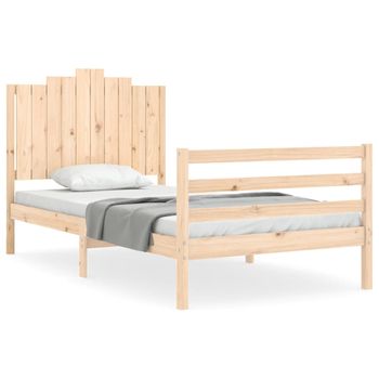 Vidaxl Estructura De Cama Con Cabecero Madera Maciza 100x200 Cm Marrón