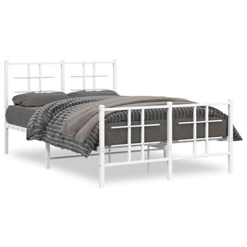 Estructura Cama Metal Con Cabecero Y Estribo Blanco 120x200 Cm