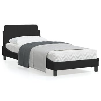 Estructura De Cama Con Cabecero De Terciopelo Negro 80x200 Cm