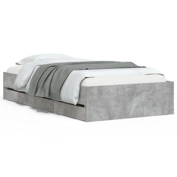 Cama Con Cajones Madera De Ingeniería Gris Hormigón 75x190 Cm