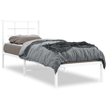 Estructura De Cama De Metal Con Cabecero Blanco 75x190 Cm