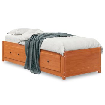 Sofá Cama De Madera Maciza De Pino Marrón Cera 75x190 Cm