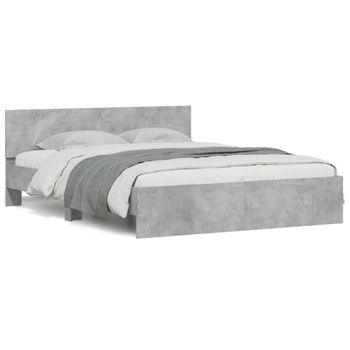 Vidaxl Estructura De Cama Con Cabecero Gris Hormigón 150x200 Cm