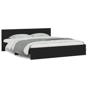 Vidaxl Estructura De Cama Con Cabecero Negra 160x200 Cm