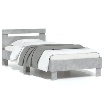 Vidaxl Cama Con Cabecero Madera De Ingeniería Gris Hormigón 90x200 Cm