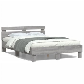 Vidaxl Cama Con Cabecero Madera De Ingeniería Gris Sonoma 120x200 Cm