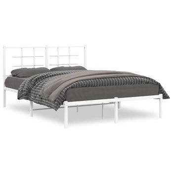 Estructura De Cama Con Cabecero Metal Blanca 140x200 Cm