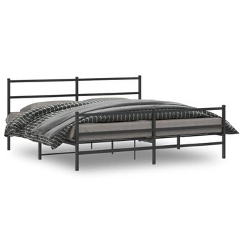 Vidaxl Estructura De Cama Con Cabecero Y Estribo Metal Negro 193x203cm