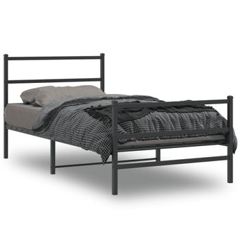 Vidaxl Estructura De Cama Con Cabecero Y Estribo Metal Negro 100x190cm