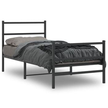 Vidaxl Estructura De Cama Con Cabecero Y Estribo Metal Negro 90x190 Cm