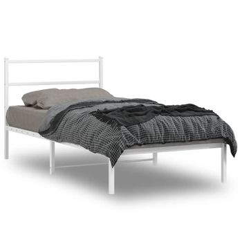 Vidaxl Estructura De Cama De Metal Con Cabecero Blanco 107x203 Cm