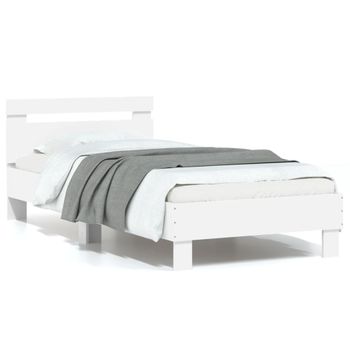 Vidaxl Cama Con Cabecero Madera De Ingeniería Blanca 90x190 Cm